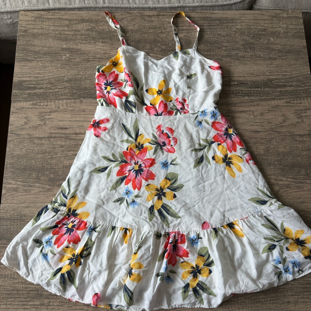 Floral Dress in White with Multicolor Flowers